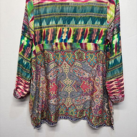 Johnny Was 3/4 Sleeve Blouse Top Shirt Size Large 100% Silk Floral Boho C095 -5 - Picture 12 of 15
